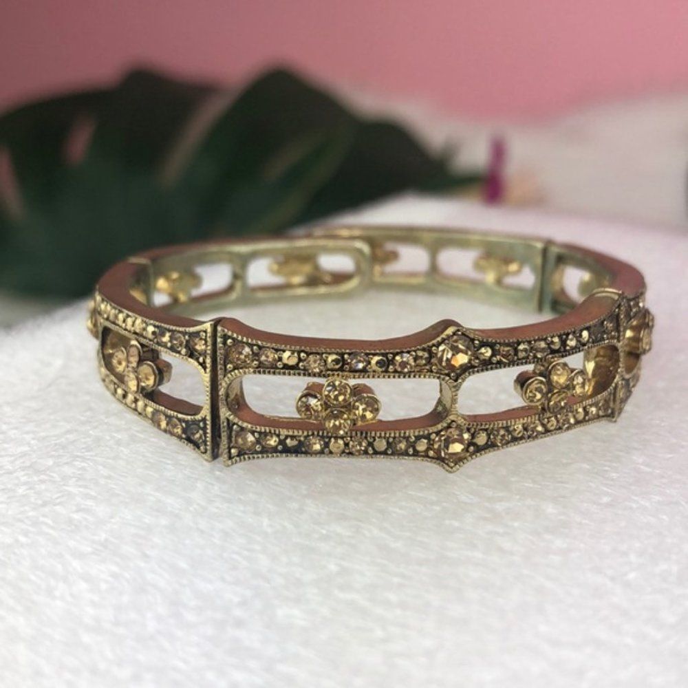 Monet Gold / Champagne Pavé Bejeweled Bracelet - Picture 3 of 10